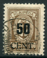 MEMEL (Lithuanian Occ) 1923 ( June) Surcharge 50 C. On 300 M. Annexation Used  Michel 198 - Memelland 1923