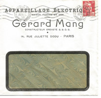 France Enveloppe Publicitaire Société  Iappareillage électrique G.Mang (75 Paris) - Other & Unclassified