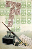 Fantaisie - Timbres De Belgique - Encrier - Plume - Crayon - Postzegels (afbeeldingen)
