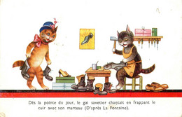 Chats Humanisés * CPA Illustrateur * Chez Le Cordonnier * Métier Cordonnier Chaussures * Cat Cats Katze Chat - Chats