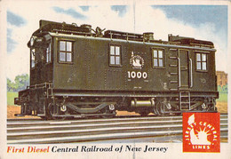 Trading Card - Chromo Train Et Locomotive - Jersey Central -  First Diesel Loco - 9.5x6.5cm - Autres & Non Classés