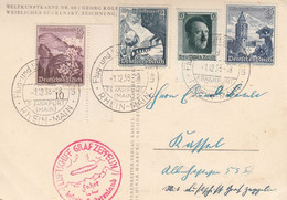 Zeppelin - 1938 - Allemagne - Carte Du 01/12/1938 - Vers L'Allemagne - Zeppelins