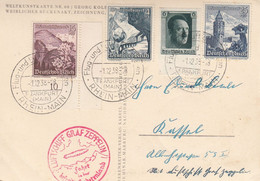 Zeppelin - 1938 - Allemagne - Carte Du 01/12/1938 - Vers L'Allemagne - Zeppelin