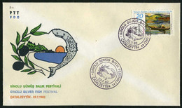 Türkiye 1982 Ginolu Silver Fish Festival | Olive, Special Cover - Briefe U. Dokumente