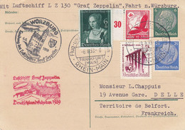 Zeppelin - 1939 - Allemagne - Carte Du 06/08/1939 - Vers La France - Territoire De Belfort - Zeppelines