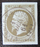 France - Timbre Napoléon 1c Non-dentelé N°11 - Oblitéré Par Dateur Valence 1861 - Belles Marges, TB - 1853-1860 Napoléon III