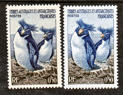 TAAF     2  Variété Gorfous Becs Orange Et Bec Sans Orange  Neuf ** MNH Sin Charmela - Non Dentelés, épreuves & Variétés