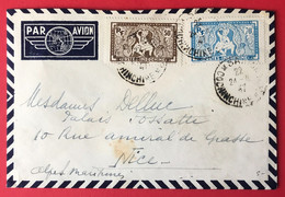 Indochine N°167 Et 218 Sur Enveloppe De Saigon Pour Nice 24.6.1947 - (A214) - Covers & Documents