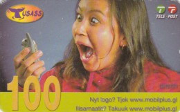 Greenland, GL-TUS-0007_0706, 100 Kr, One Girl With Mobile Phone, 2 Scans   Expiry 25-06-2007. - Greenland