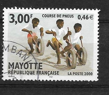 Timbres Oblitérés De Mayotte, N°88 YT, Enfants, Course De Pneus - Gebruikt