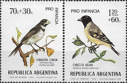 ARGENTINA - COMPLETE SET SURTAX FOR CHILD WELFARE (BIRDS, SEEDEATER AND SISKIN) 1974 - MNH - Non Classés