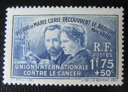 France - Timbre Découverte Du Radium Par Pierre Et Marie Curie 1938 N°402 Neuf** MNH - TTB - Unused Stamps