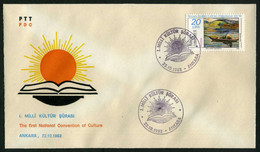 Türkiye 1982 National Convention Of Culture | Sun, Book, Special Cover - Briefe U. Dokumente