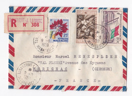 Lettre 1959 Madagascar Tananarive Pour Mérignac Gironde, 3 Timbres - Briefe U. Dokumente