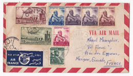 Lettre 1956 Egypte Pour Mérignac Gironde, 8 Timbres - Briefe U. Dokumente