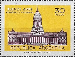 ARGENTINA - DEFINITIVE: CONGRESS BUILDING (PHOTOGRAVURE, YELLOW/VIOLET PURPLE, 30 P, NO WM, NORMAL PAPER) 1974 - MNH - Nuovi