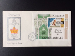 DOMINICA 1977 FDC SILVER JUBILEE BLOK - Dominica (1978-...)