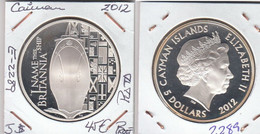 E2289 MONEDA ISLAS CAIMAN 5 DOLARES 2012 PLATA PROOF 45 - Kaimaninseln