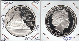 E2290 MONEDA ISLAS CAIMAN 5 DOLARES 2013 PLATA PROOF 38 - Iles Caïmans