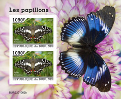 Burundi 2022, Animals, Butterfly II, Block IMPERFORATED - Unused Stamps