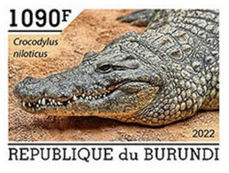 Burundi 2022, Animals, Crocodile II, 1val IMPERFORATED - Unused Stamps