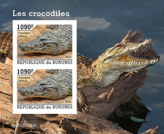 Burundi 2022, Animals, Crocodile II, Block IMPERFORATED - Nuovi