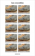 Burundi 2022, Animals, Crocodile II, Sheetlet IMPERFORATED - Unused Stamps