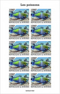 Burundi 2022, Animals, Fishes III, Sheetlet IMPERFORATED - Unused Stamps