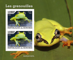 Burundi 2022, Animals, Frog II, Block IMPERFORATED - Neufs