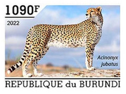 Burundi 2022, Animals, Ghepard, 1val IMPERFORATED - Neufs