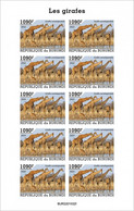 Burundi 2022, Animals, Giraffes II, Sheetlet IMPERFORATED - Nuevos