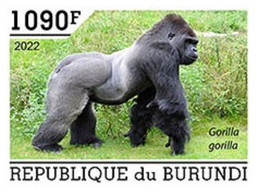 Burundi 2022, Animals, Gorilla II, 1val IMPERFORATED - Unused Stamps