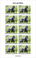 Burundi 2022, Animals, Gorillas II, Sheetlet IMPERFORATED - Nuevos