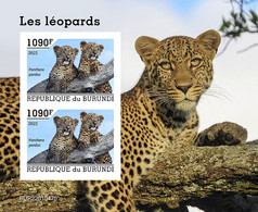 Burundi 2022, Animals, Leopard II, Block IMPERFORATED - Unused Stamps