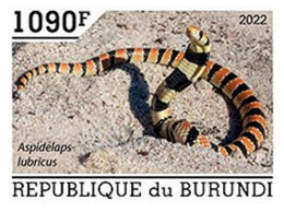 Burundi 2022, Animals, Snake II, 1val IMPERFORATED - Unused Stamps