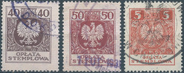 POLONIA-POLAND-POLSKA,Revenue Stamp Fiscal Tax 40-50Groszy & 5 ZLOTYCH(OPLATA STEMPLOWA)Used - Fiscaux