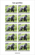Burundi 2022, Animals, Gorillas II, Sheetlet IMPERFORATED - Gorilles