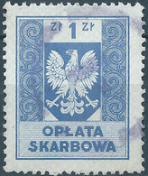POLONIA-POLAND-POLSKA,1953 Revenue Stamp Fiscal Tax 1ZL (OPLATA SKARBOWA)Used - Fiscale Zegels