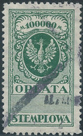 POLONIA-POLAND-POLSKA,Revenue Stamp Fiscal Tax 100.000M (OPLATA STEMPLOWA)Used - Steuermarken