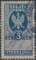 POLONIA-POLAND-POLSKA,Revenue Stamp Fiscal Tax 3ZT.(OPLATA STEMPLOWA)Obliterated - Fiscaux