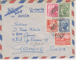 Tanger, Cp1, 27.8.1951, Lettre, Por Avion à Suisse, Melangée, Voir Scans! - Marruecos Español