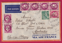 N°376 X6 373 411 BENFELD 1939 MONTEVIDEO URUGUAY PAR AVION AIR FRANCE LETTRE FRANCE - 1960-.... Covers & Documents