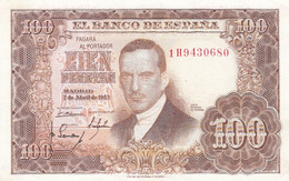 Spain #145, 100 Pesetas, 1953 Issue Banknote - 100 Pesetas