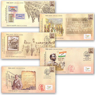 India 2022 125th Birth Anniversary Of Netaji Subhas Chandra Bose Army Solider Special Covers Set Of 5 (**) Inde Indien - Briefe U. Dokumente