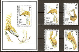 Gambia 1993 MiNr. 1550 - 1554 (Block 187)  WWF Animals Long-tailed Pangolin 4v + S\sh MNH** 15.00 € - Gambie (1965-...)