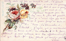 Carte Précurseur Fleurs - Roses Pompon Gentillesse Héliothrope Je Vous Aime - Fleurs