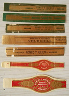 I74 Lot Bagues De Cigares  Romeo Y Julieta Churchill  7 Pièces - Bauchbinden (Zigarrenringe)