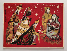 Carte Double Rois Mages Avec Marie Joseph L'enfant Jésus - Illustration Jacqueline Desvilles - Editions Dominique - Autres & Non Classés