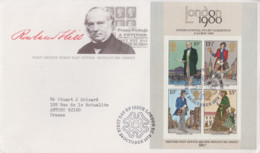 Enveloppe  FDC  1er  Jour   GRANDE  BRETAGNE   Bloc  Feuillet    Sir  Roland  HILL   1979 - 1971-1980 Em. Décimales