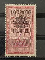 Suecia. Revenue Stamp. Stampel. 10 Kronor. Usado - Fiscales